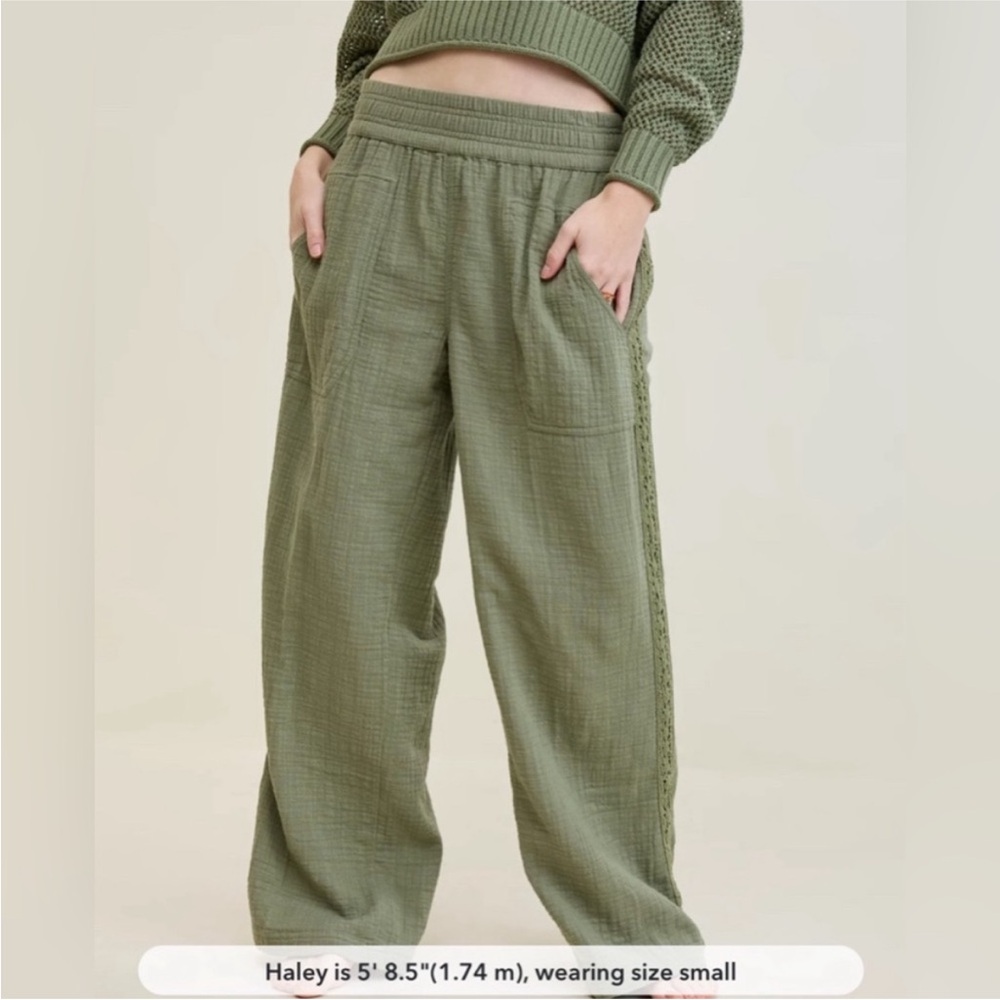 Aerie Olive Green Pants linen